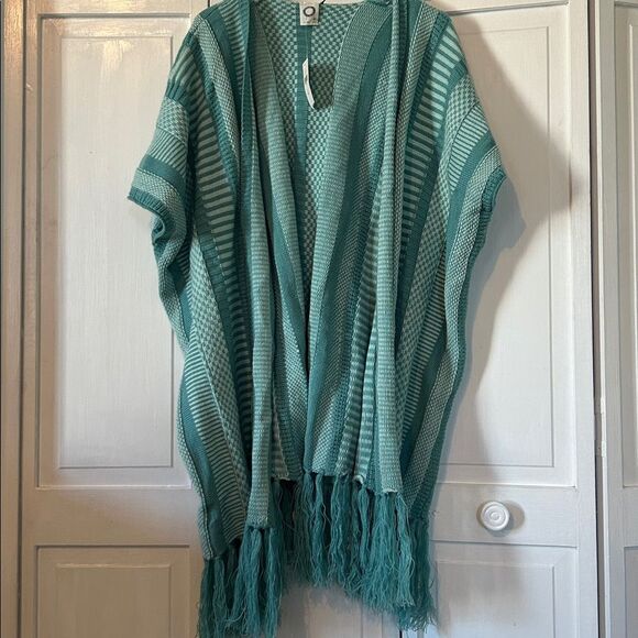 NWT Anthropologie Teal Striped Open-Front Cardigan with Fringe - OS - Picture 10 of 10